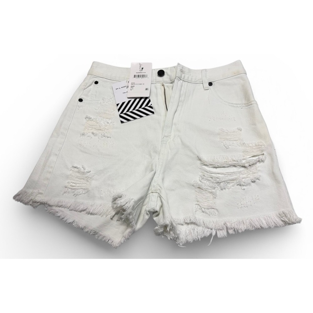 SR vs Sandrine Rose Distressed Denim Shorts Dust White Size 24 NWT